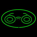 Glasses Logo Oval Green Handmade Art Neon Sign