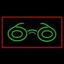 Glasses Logo Rectangle Red Handmade Art Neon Sign