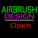 Green Airbrush Design Red Open White Line Handmade Art Neon Sign