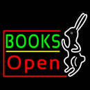 Green Books With Rabbit Logo Open Handmade Art Neon Sign