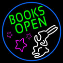 Green Books With Rabbit Logo Open Handmade Art Neon Sign