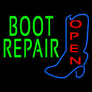 Green Boot Repair With Logo Open Handmade Art Neon Sign