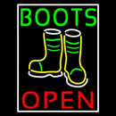 Green Boots With Logo Open Handmade Art Neon Sign