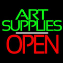 Green Double Stroke Art Supplies With Open 1 Handmade Art Neon Sign