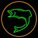Green Fish With Circle Handmade Art Neon Sign