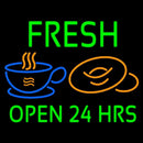 Green Fresh Open 24 Hrs Cups And Donuts Handmade Art Neon Sign
