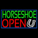 Green Horseshoe Open With Border Handmade Art Neon Sign
