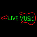 Green Live Music With Guitar Logo Handmade Art Neon Sign