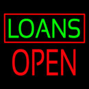 Green Loans Red Border Block Open Handmade Art Neon Sign