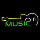 Green Music With Guitar Handmade Art Neon Sign