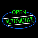 Green Open Automotive Oval With Blue Border Handmade Art Neon Sign
