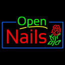 Green Open Nails Flower Logo Handmade Art Neon Sign