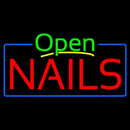 Green Open Nails With Blue Border Handmade Art Neon Sign