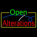 Green Open Red Alterations Yellow Border Handmade Art Neon Sign