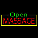 Green Open Red Massage Yellow Border Handmade Art Neon Sign