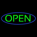Green Open With Blue Oval Border Handmade Art Neon Sign