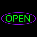 Green Open With Purple Oval Border Handmade Art Neon Sign