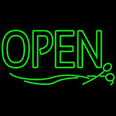 Green Open With Scissor Handmade Art Neon Sign