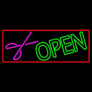Green Open With Scissor Handmade Art Neon Sign