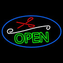 Green Open With Scissor Handmade Art Neon Sign