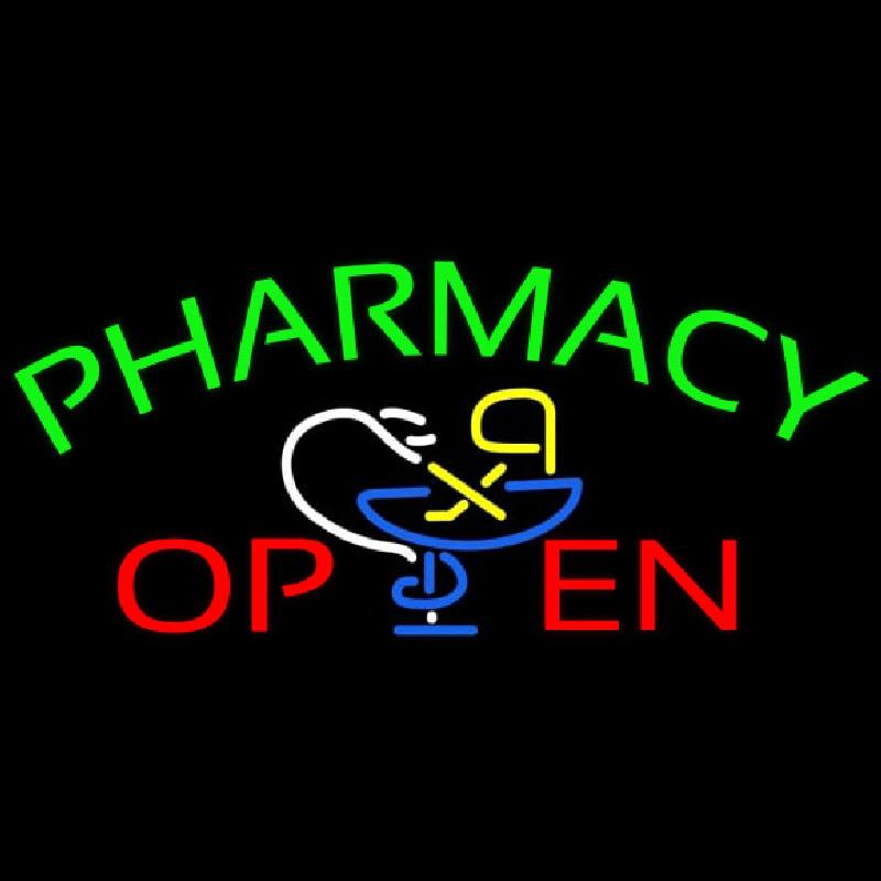 Green Pharmacy Open Handmade Art Neon Sign