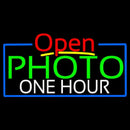 Green Photo One Hour With Open 4 Handmade Art Neon Sign