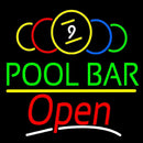Green Pool Bar Open Handmade Art Neon Sign