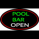 Green Pool Bar Open Oval With Red Border Handmade Art Neon Sign