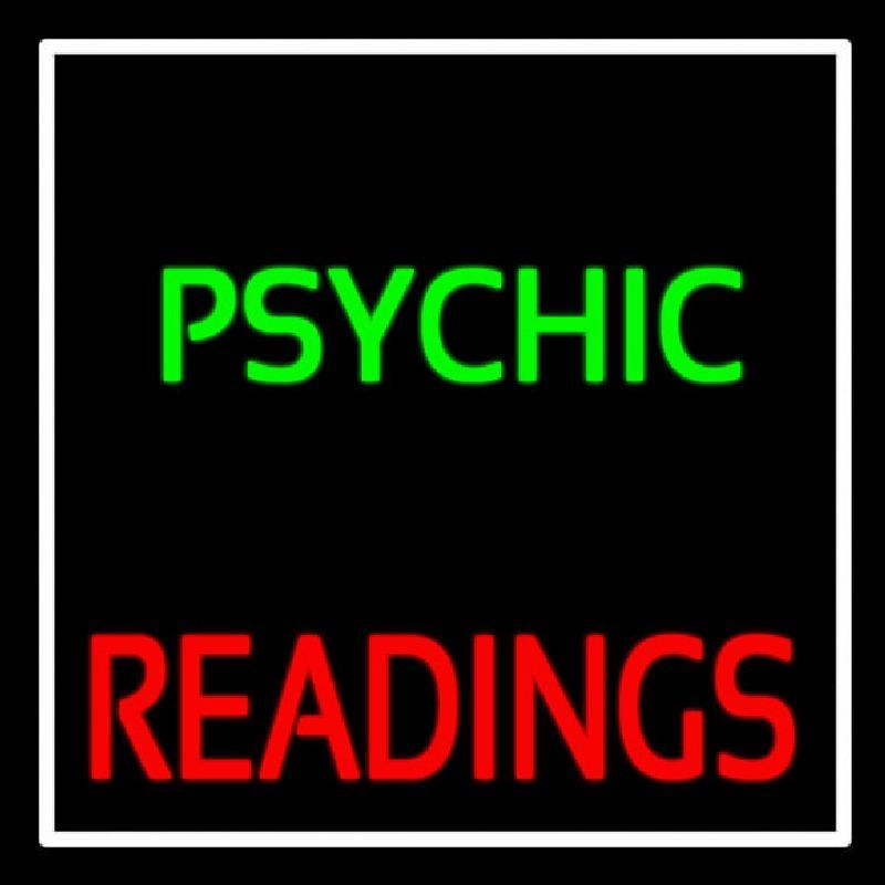 Green Psychic Red Readings With White Border Handmade Art Neon Sign