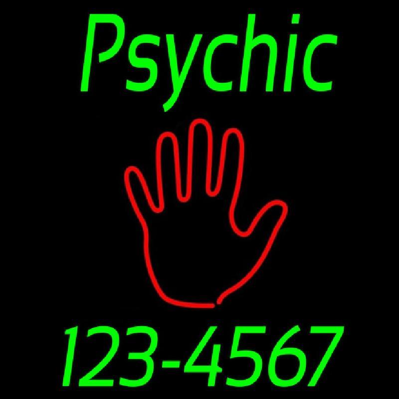Green Psychic With Phone Number Handmade Art Neon Sign