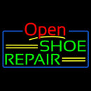 Green Shoe Repair Open With Blue Border Handmade Art Neon Sign
