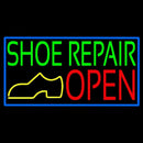 Green Shoe Repair Open With Border Handmade Art Neon Sign