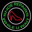 Green Shoe Repair While You Wait Handmade Art Neon Sign