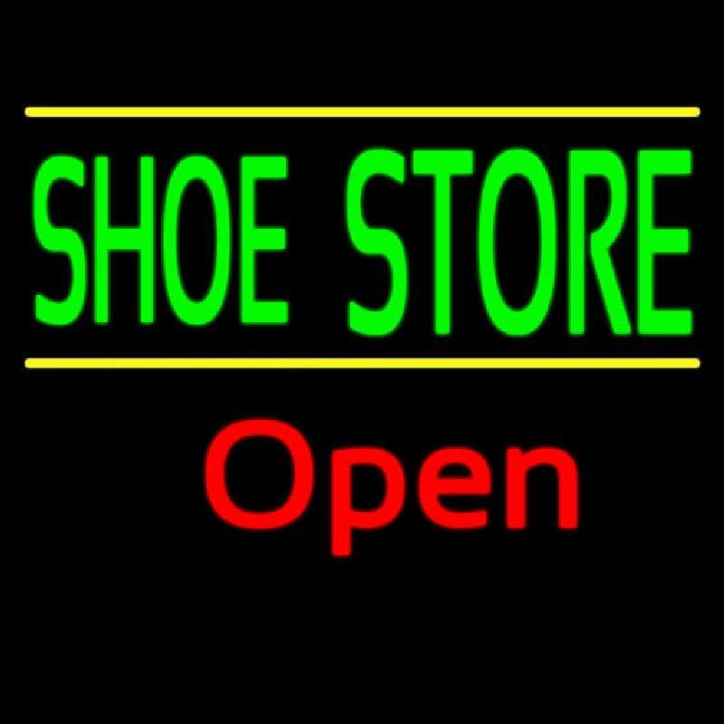 Green Shoe Store Open Handmade Art Neon Sign