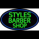 Green Styles Barber Shop With Blue Border Handmade Art Neon Sign