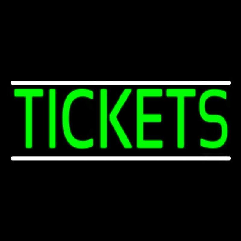 Tickets Neon Sign Green Tickets Lines Handmade Art Neon Sign