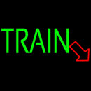 Green Train With Red Arrow Handmade Art Neon Sign