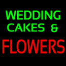 Green Wedding Cakes And Red Flowers Handmade Art Neon Sign
