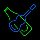Guitar With Beer Bottle Handmade Art Neon Sign