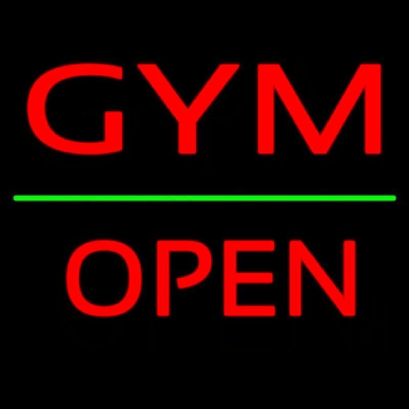 Gym Block Open Green Line Handmade Art Neon Sign