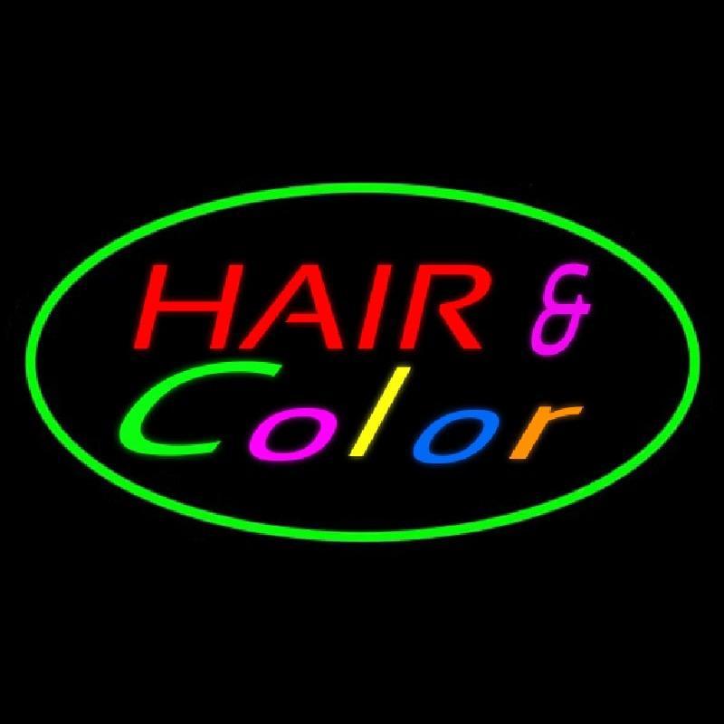 Hair And Color Oval Green Handmade Art Neon Sign