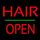 Hair Block Open Green Line Handmade Art Neon Sign