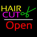 Hair Cut Logo Open White Line Handmade Art Neon Sign