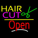 Hair Cut Logo Open Yellow Line Handmade Art Neon Sign