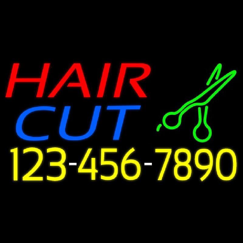 Hair Cut With Number And Scissor Handmade Art Neon Sign