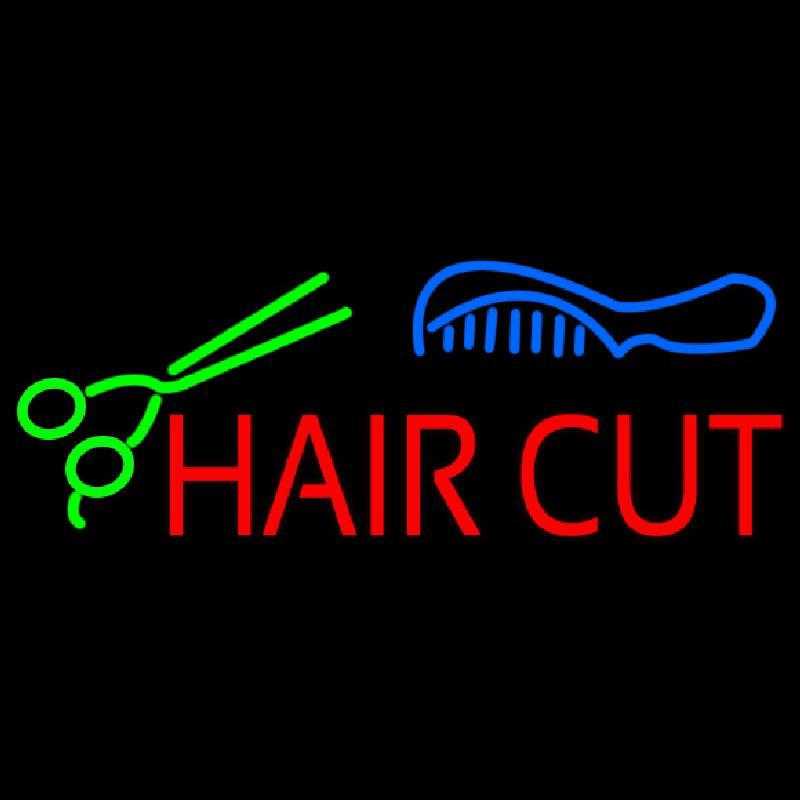 Hair Cut With Scissor And Comb Handmade Art Neon Sign