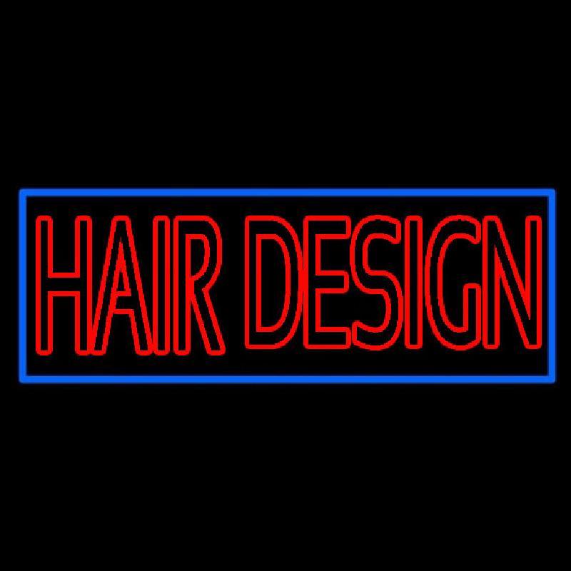 Hair Design With Blue Border Handmade Art Neon Sign
