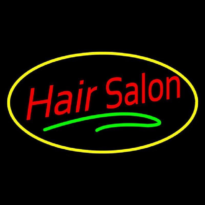 Hair Salon Oval Red Handmade Art Neon Sign
