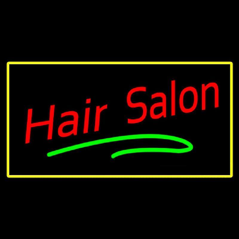 Hair Salon Rectangle Yellow Handmade Art Neon Sign