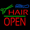 Hair Scissors Comb Block Open Green Line Handmade Art Neon Sign